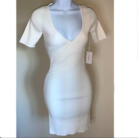 Good American Dresses & Skirts - Good American Ribbed Knit Surplice Neck Dress